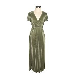 BALTIC BORN Athena Pleated Maxi Dress Women's Size XS Green Long Maternity